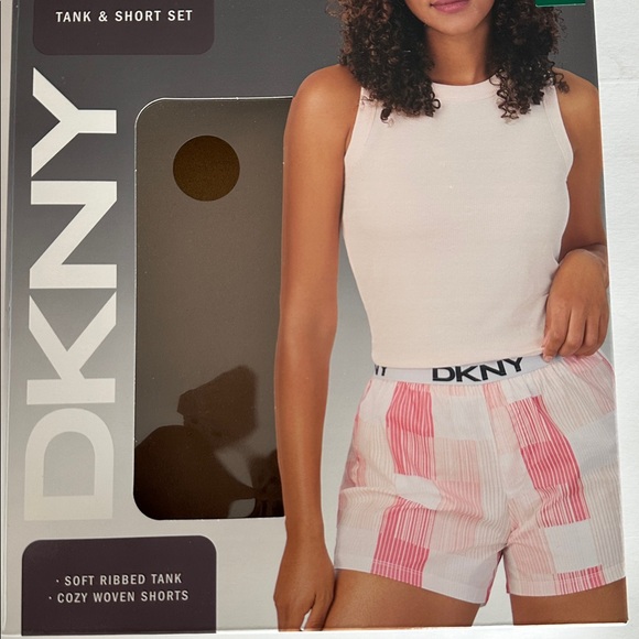 DKNY Women’s Soft Pink Tank and Striped Shorts Set - Picture 14 of 15